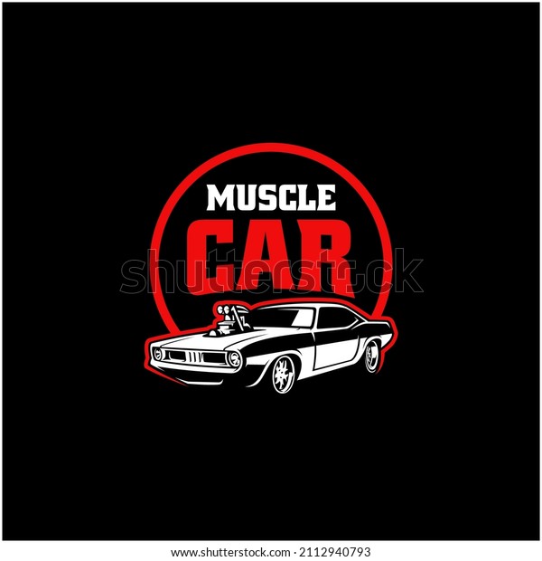 american muscle car illustration logo vector\
in black background