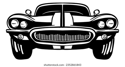 American muscle car line art vector illustration - Out line