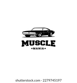 american muscle car logo design illustration, 60s car logo vector