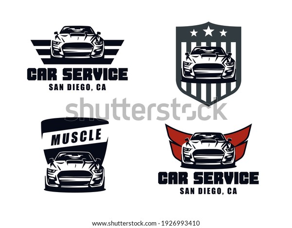 American Muscle Car Logo\
Design.This logo and badges is for modern and old style car\
business, garage, shops, repair. Also for car restoration, repair\
and racing.