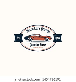 American muscle car logo vector. Retro car logo template vector. Classic vehicle logo vector