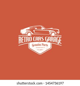 American muscle car logo vector. Retro car logo template vector. Classic vehicle logo vector