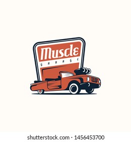 American muscle car logo vector. Retro car logo template vector. Classic vehicle logo vector