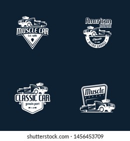 American muscle car logo vector. Retro car logo template vector. Classic vehicle logo vector