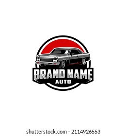 american muscle car logo vector with emblem style