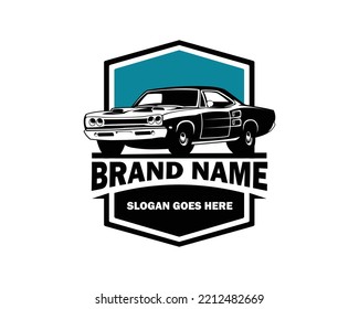 american muscle car logo vector with emblem style