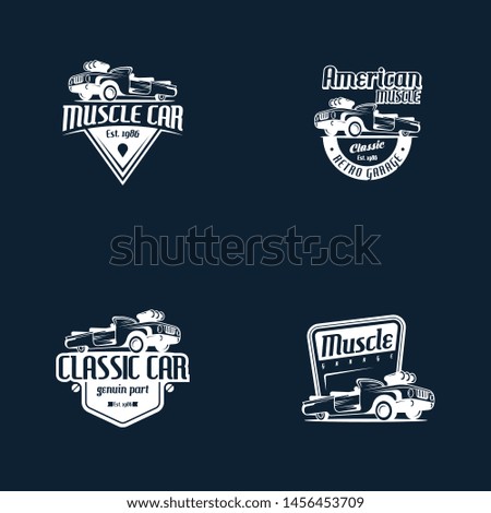 American muscle car logo vector. Retro car logo template vector. Classic vehicle logo vector