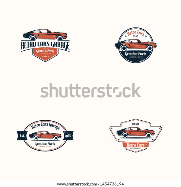 American muscle car logo vector.\
Retro car logo template vector. Classic vehicle logo\
vector