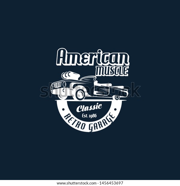 American muscle car logo vector.\
Retro car logo template vector. Classic vehicle logo\
vector