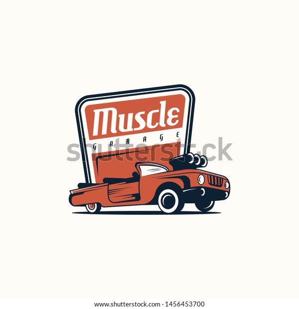 American muscle car logo vector.
Retro car logo template vector. Classic vehicle logo
vector