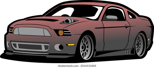 american muscle car modern tuned upgraded from 2013 vector art isolated
