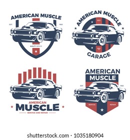 American Muscle Car Repair and service  logo collection set