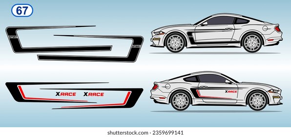 American muscle car side door sticker stripe design. Auto vinyl decal template. 
Suitable for print or cut (Silhouette, cricut cameo etc.)
Scaling without loss of quality for different car model.