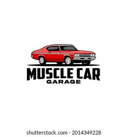American Muscle Car Silhouette Vector Isolated Black and White