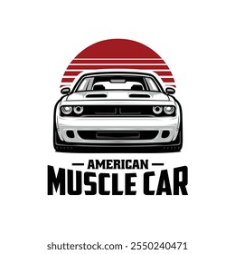 Projeto de ilustração de arte vetorial de carro muscular americano. Melhor para design de camiseta relacionada ao setor automotivo