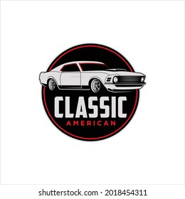American Muscle Car Vector. Supercar Garage Logo Template.