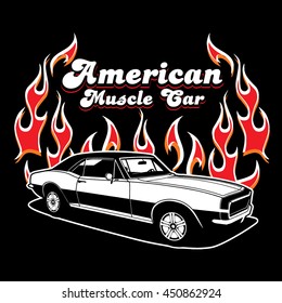 American Muscle Car vector T-shirt design.Muscle Car print.