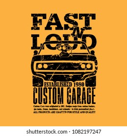 American muscle cars label, vector muscle car icon, print and banner, t-shirt design
