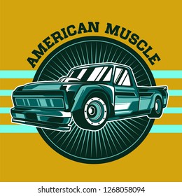 American muscle cars label, vector muscle car icon - Vector 