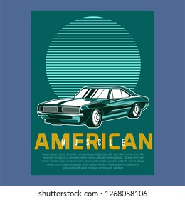 American muscle cars label, vector muscle car icon - Vector 