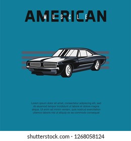 American muscle cars label, vector muscle car icon - Vector 