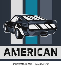 American muscle cars label, vector muscle car icon - Vector 