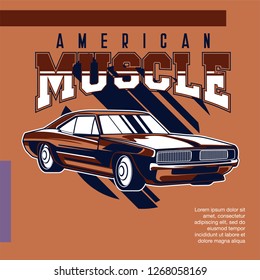 American muscle cars label, vector muscle car icon - Vector 