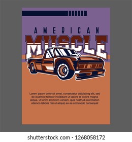 American muscle cars label, vector muscle car icon - Vector 