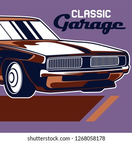 American muscle cars label, vector muscle car icon - Vector 