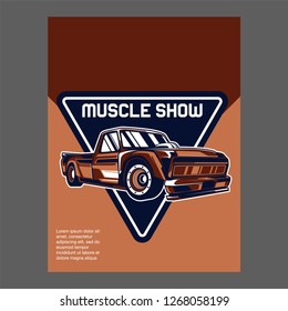 American muscle cars label, vector muscle car icon - Vector 