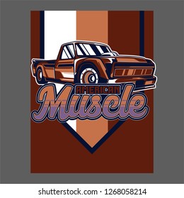 American muscle cars label, vector muscle car icon - Vector 