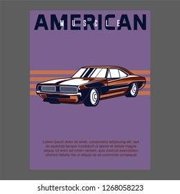 American muscle cars label, vector muscle car icon - Vector 
