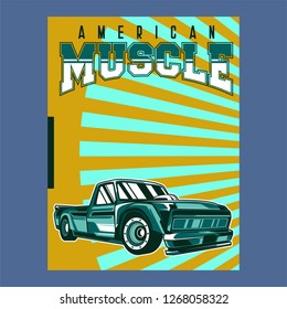 American muscle cars label, vector muscle car icon - Vector 