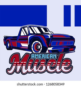 American muscle cars label, vector muscle car icon - Vector 