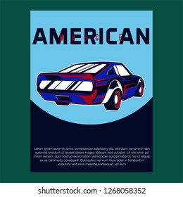 American muscle cars label, vector muscle car icon - Vector 
