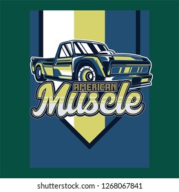 American muscle cars label, vector muscle car icon - Vector 