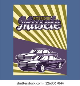 American muscle cars label, vector muscle car icon - Vector 