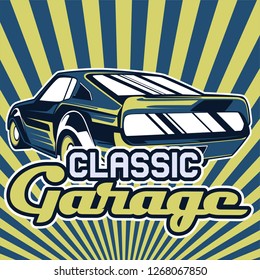 American muscle cars label, vector muscle car icon - Vector 