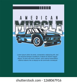 American muscle cars label, vector muscle car icon - Vector 