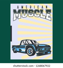 American muscle cars label, vector muscle car icon - Vector 