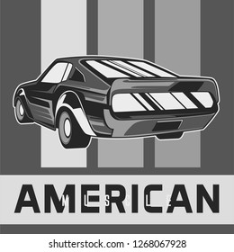 American muscle cars label, vector muscle car icon - Vector 