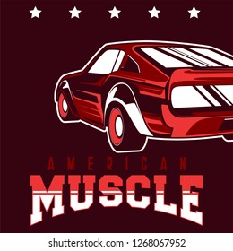 American muscle cars label, vector muscle car icon - Vector 