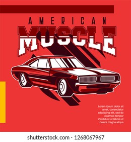 American muscle cars label, vector muscle car icon - Vector 