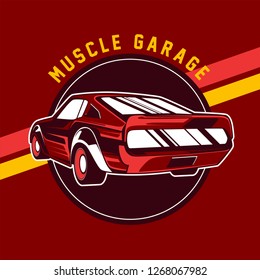 American muscle cars label, vector muscle car icon - Vector 