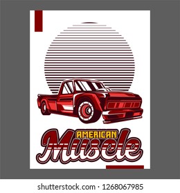American muscle cars label, vector muscle car icon - Vector 