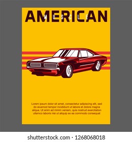 American muscle cars label, vector muscle car icon - Vector 