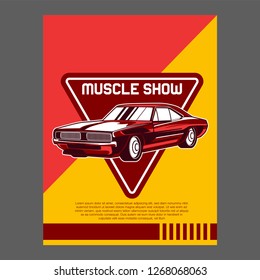 American muscle cars label, vector muscle car icon - Vector 