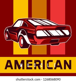 American muscle cars label, vector muscle car icon - Vector 