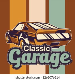 American muscle cars label, vector muscle car icon - Vector 