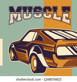 American muscle cars label, vector muscle car icon - Vector 